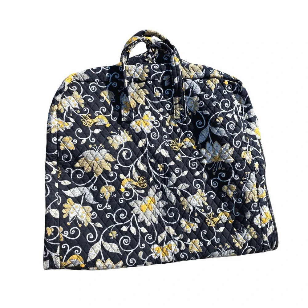 Vera Bradley Night and Day Quilted Garment Bag Floral Travel Suit Carrier Black